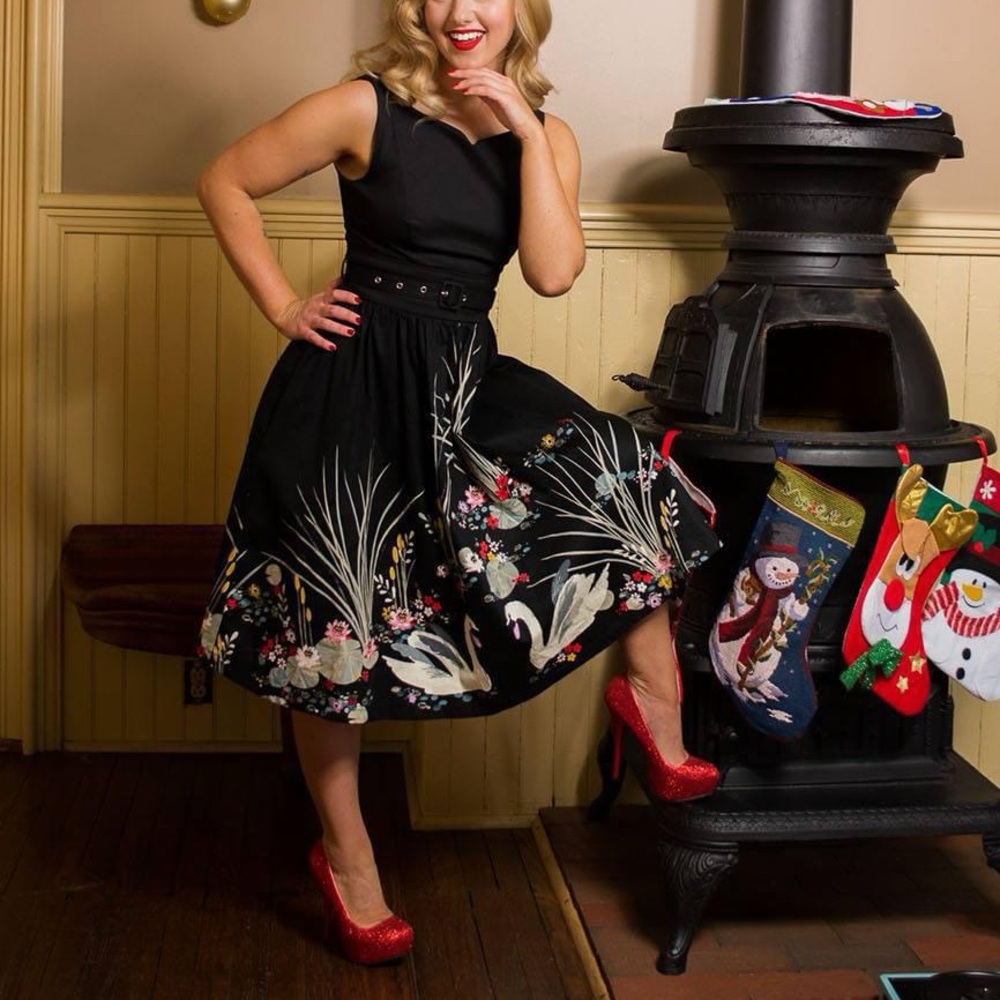 Lindy Bop Swan Pinup Retro Dress